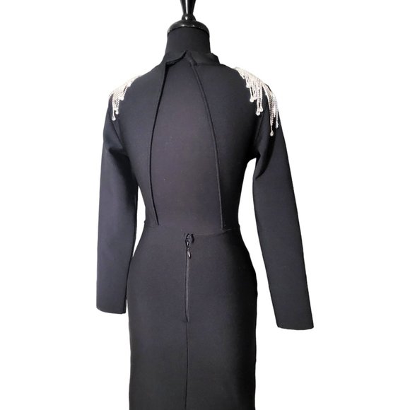 Long Sleeve Diamond Tassel Bodycon Dress - Picture 5 of 7